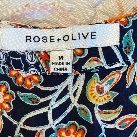 “Like New” Rose & Olive Patchwork Sleeveless V-Neck Top - Multicolor - Picture 6 of 8